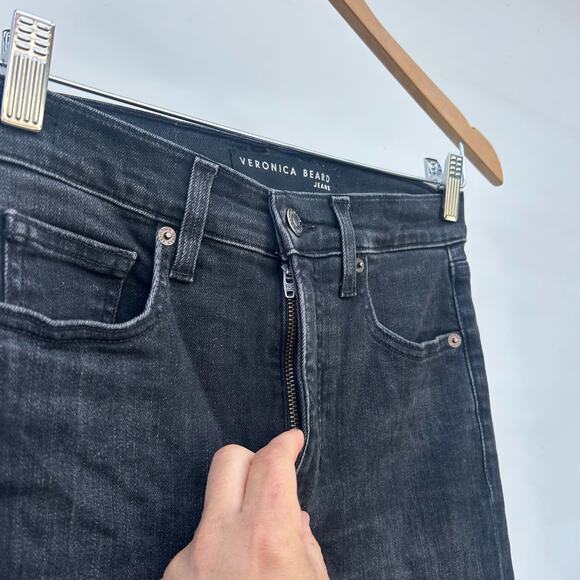 Veronica Beard Ryleigh Slim Straight High Rise Washed Onyx Jeans Black 27 - Picture 6 of 12